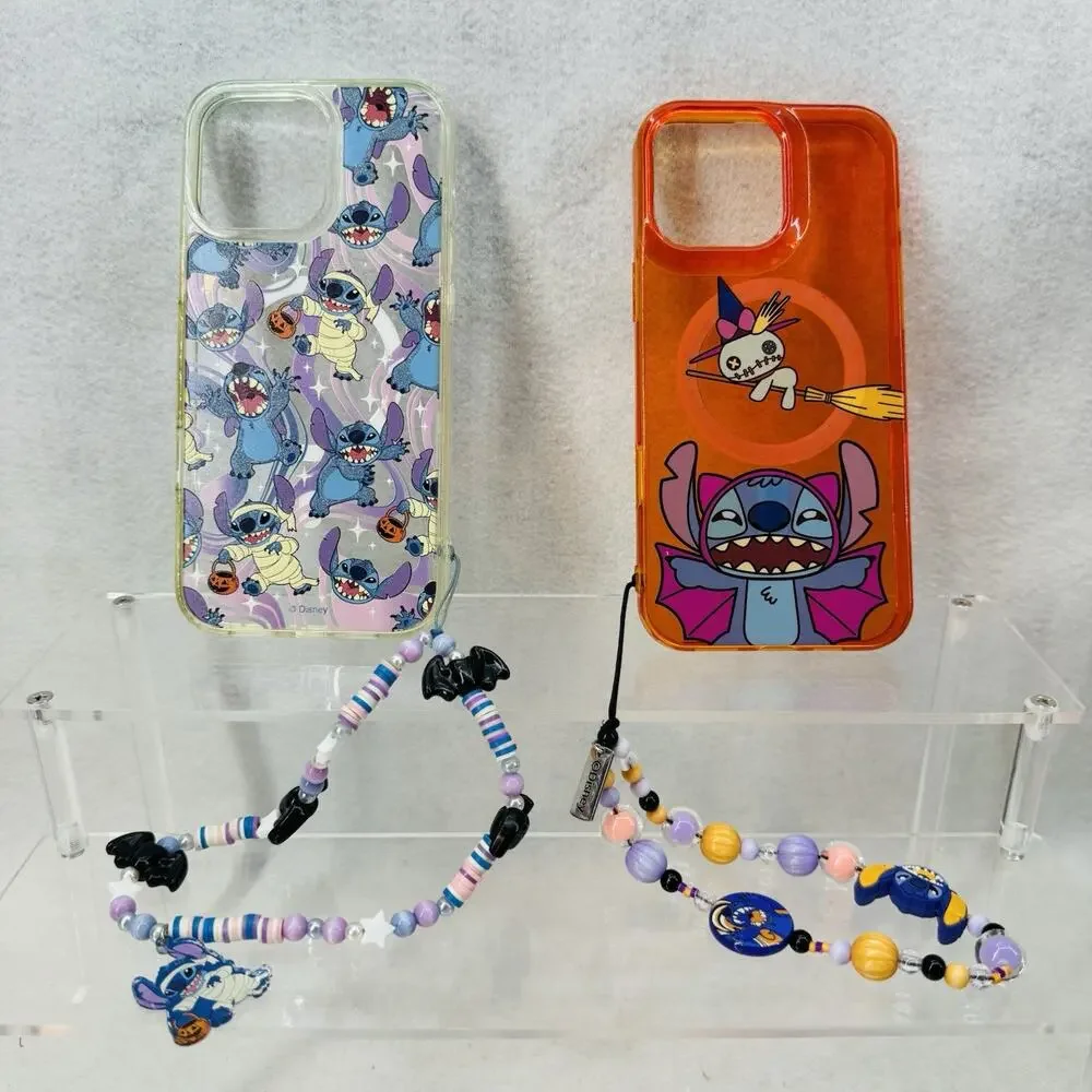 2 Disneys Lilo & Stitch Halloween iPhone 16 Pro Max Cases Mag Safe Wrist Straps